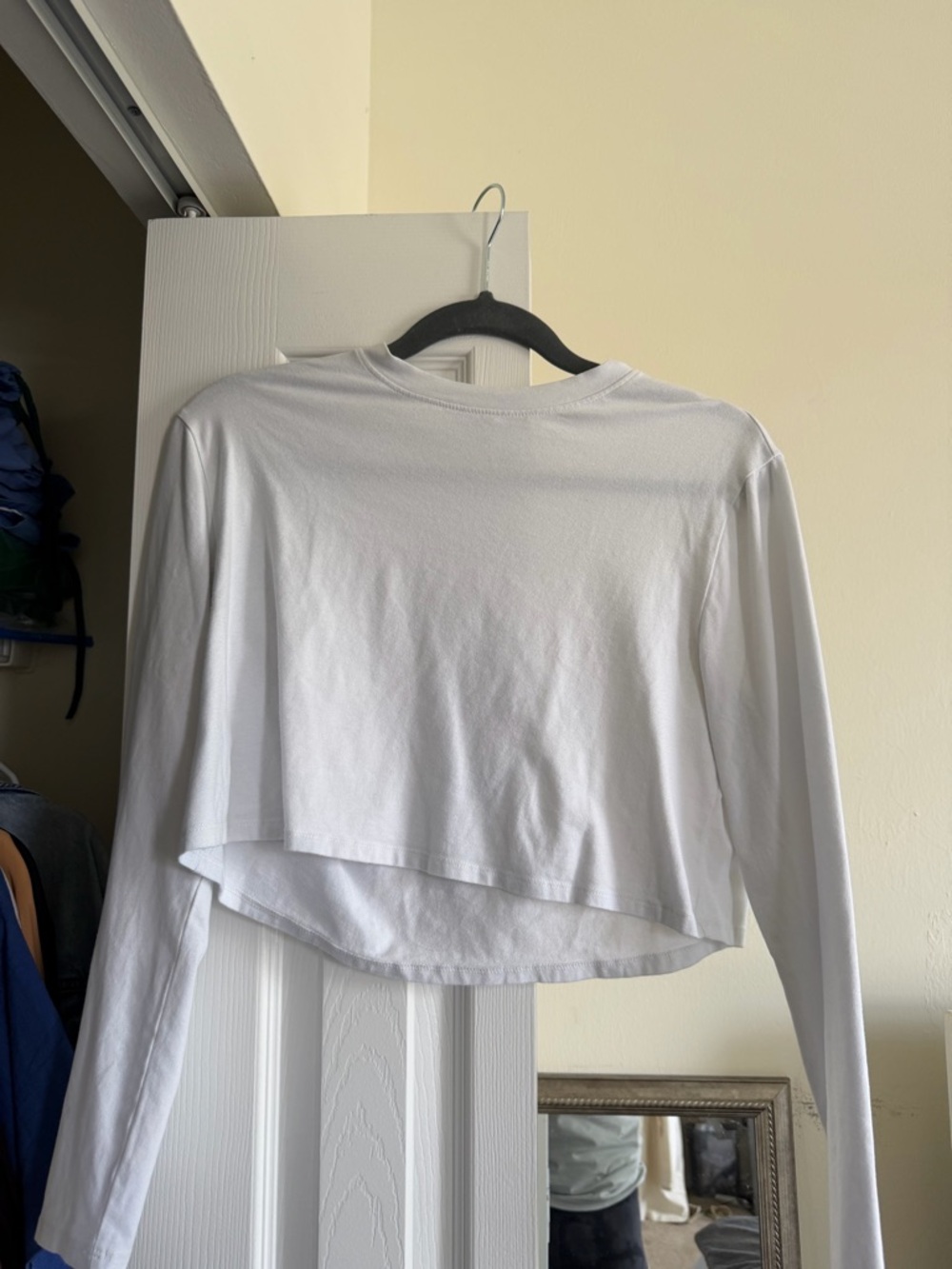 Better Be White Cropped Long Sleeve Tee Top